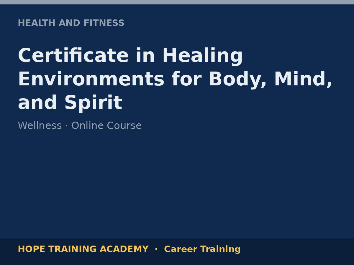 Certificate in Healing Environments for Body, Mind, and Spirit