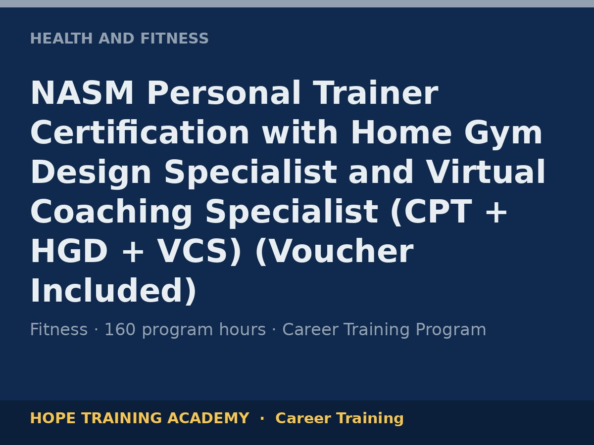 NASM Personal Trainer Certification with Home Gym Design Specialist and Virtual Coaching S