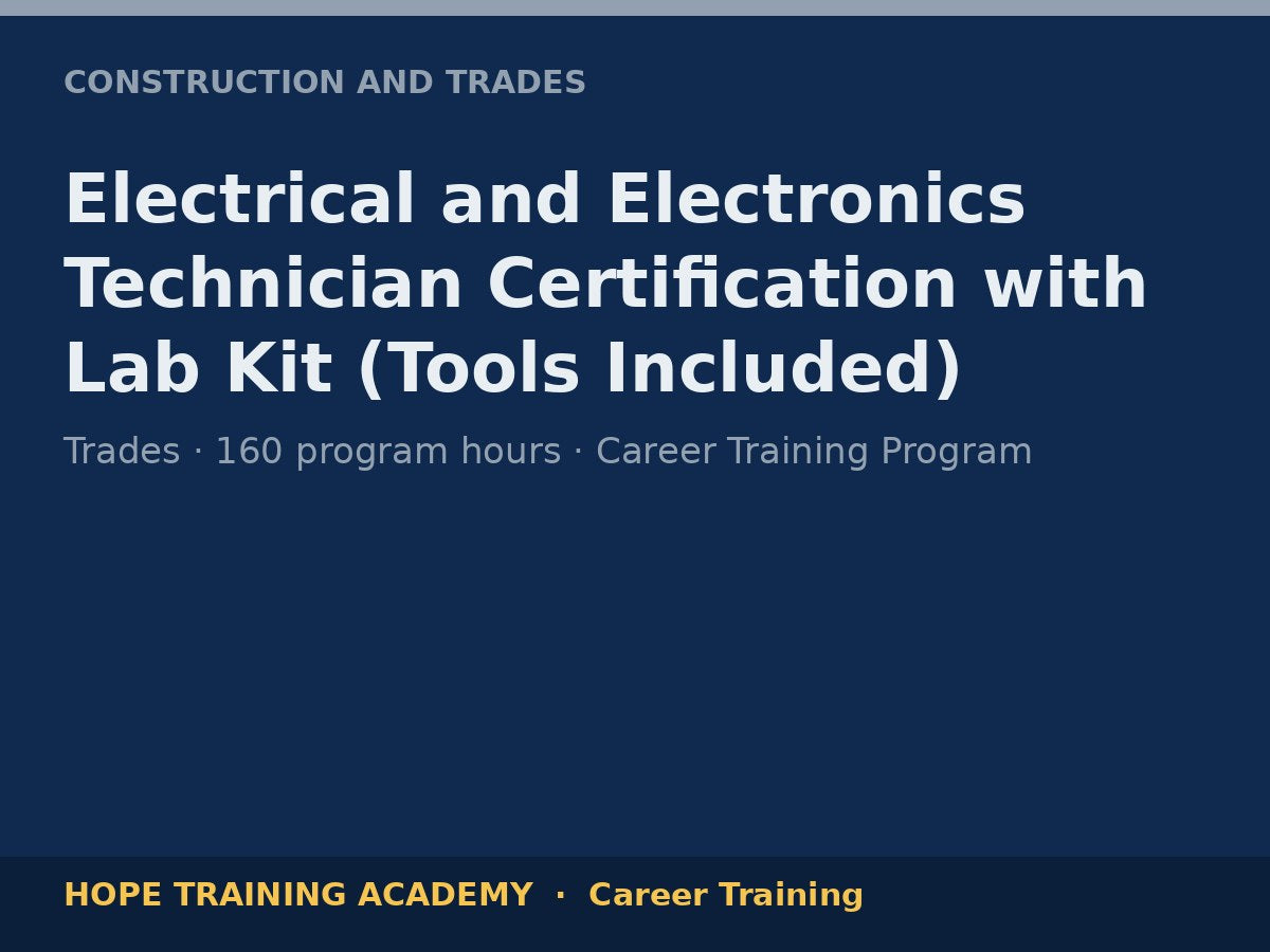 Electrical and Electronics Technician Certification with Lab Kit (Tools Included)