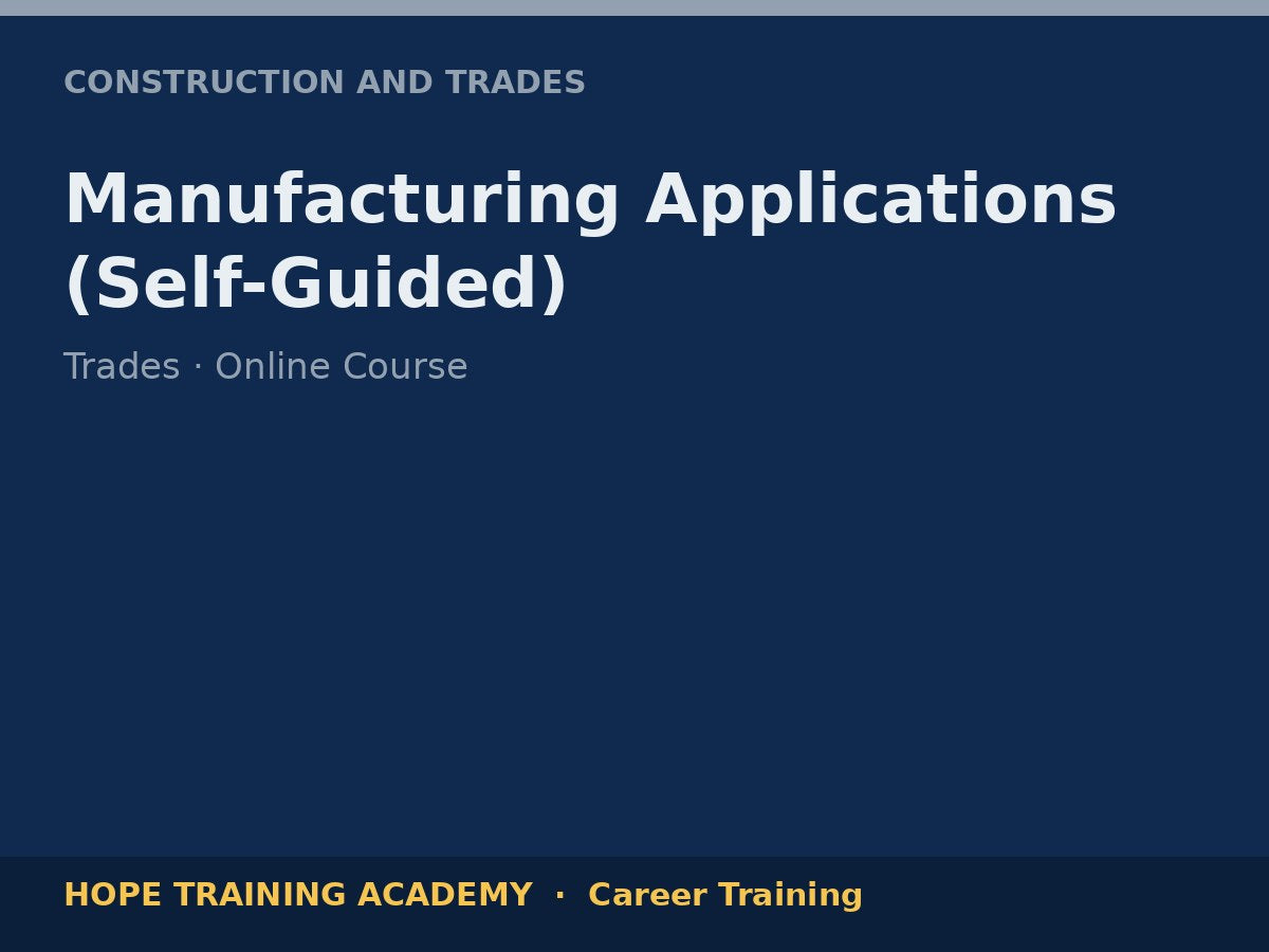 Manufacturing Applications (Self-Guided)