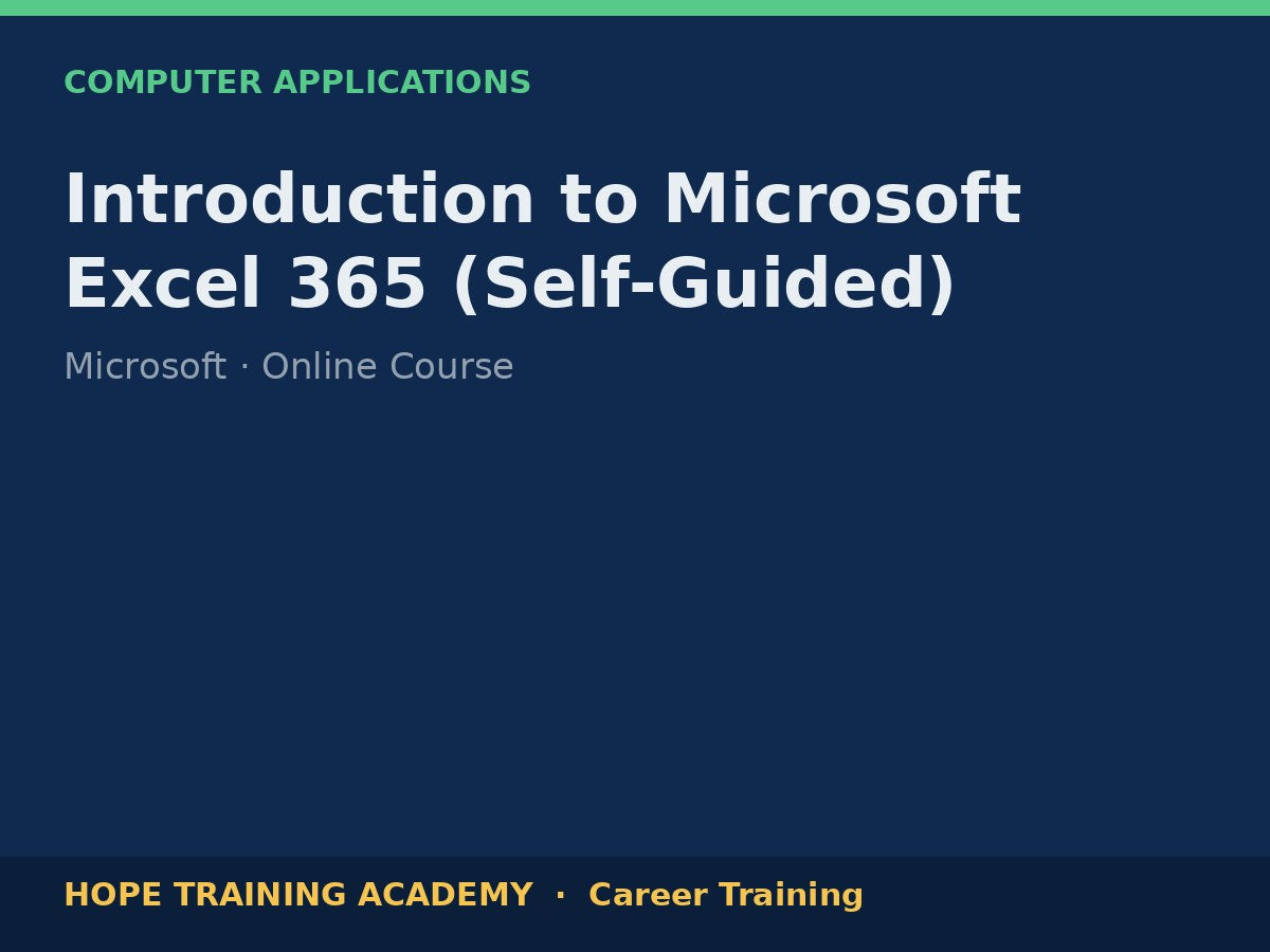 Introduction to Microsoft Excel 365 (Self-Guided)