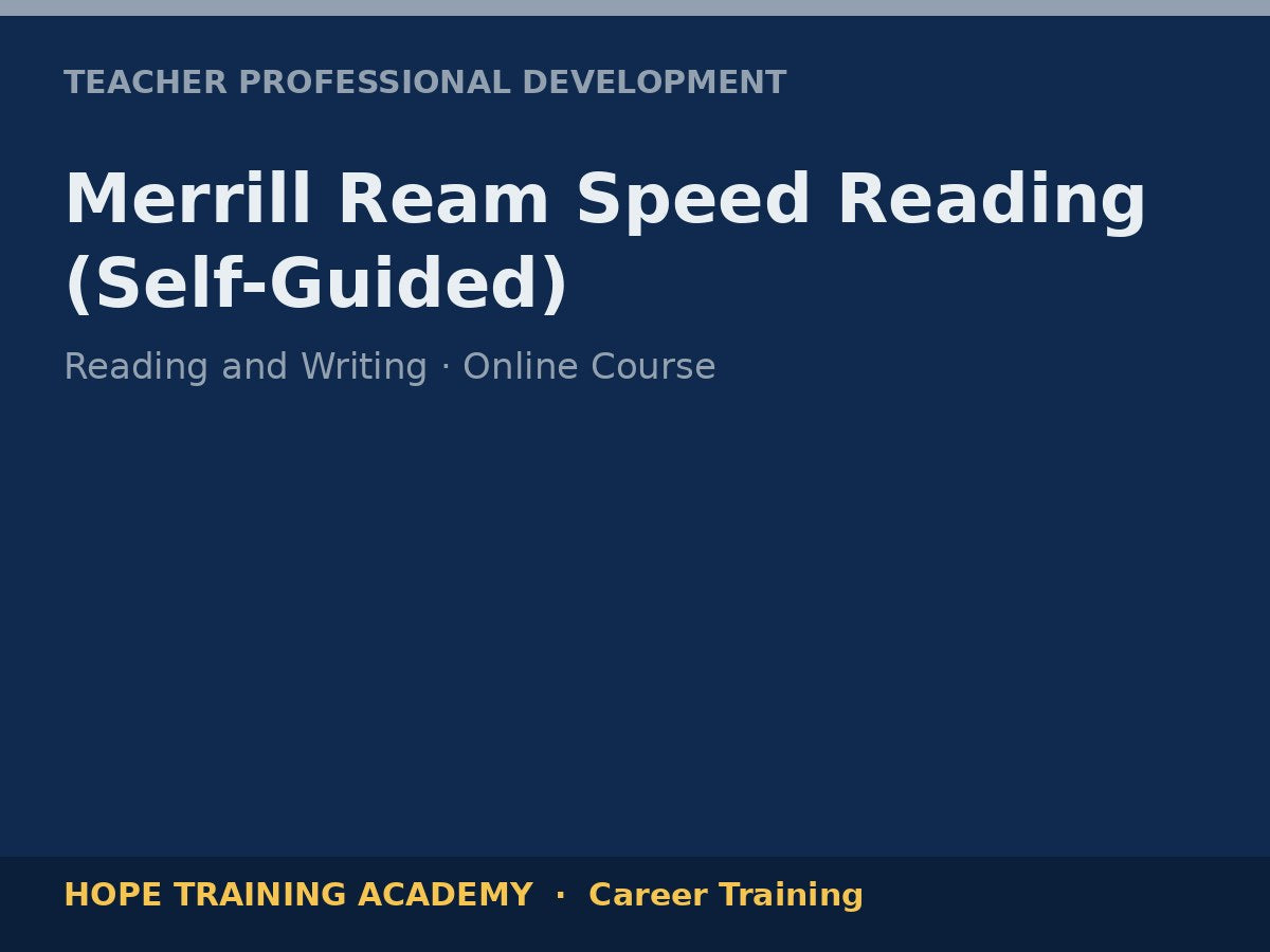 Merrill Ream Speed Reading (Self-Guided)