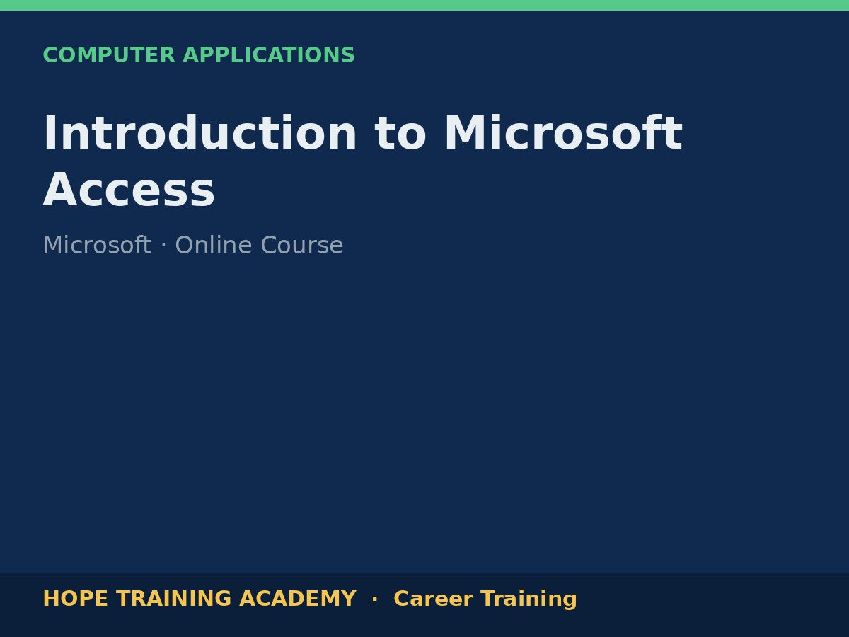 Introduction to Microsoft Access