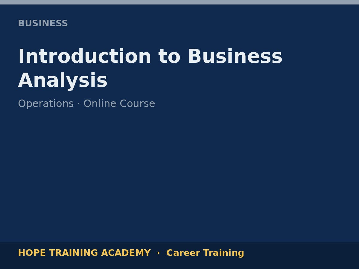 Introduction to Business Analysis