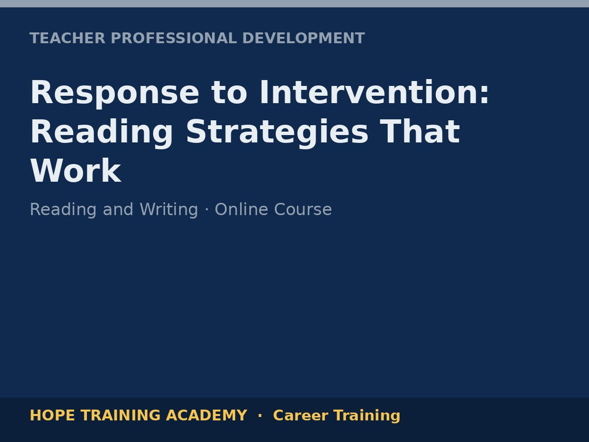 Response to Intervention: Reading Strategies That Work
