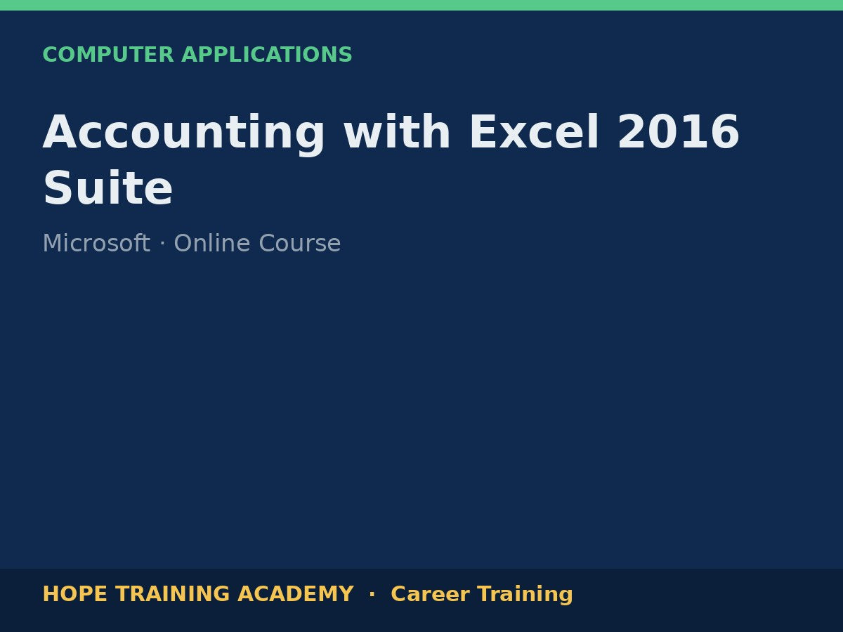 Accounting with Excel 2016 Suite