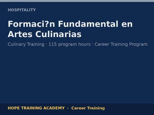 Formaci?n Fundamental en Artes Culinarias