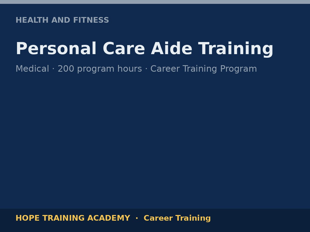 Personal Care Aide Training