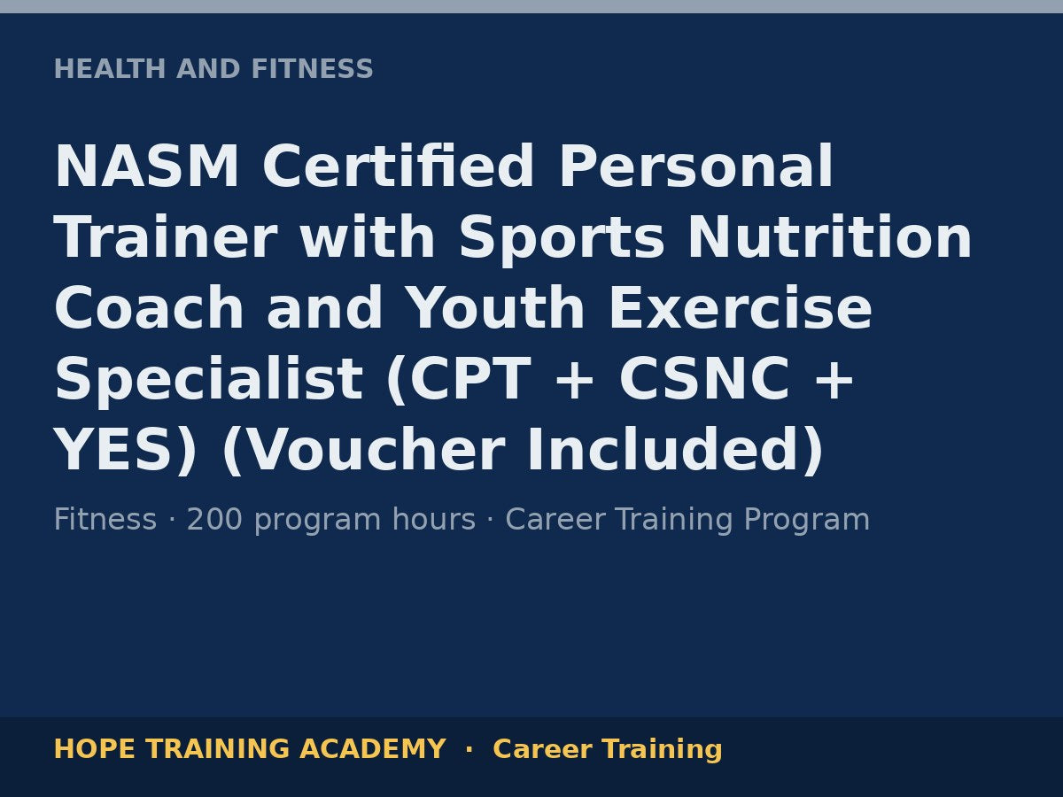 NASM Certified Personal Trainer with Sports Nutrition Coach and Youth Exercise Specialist 