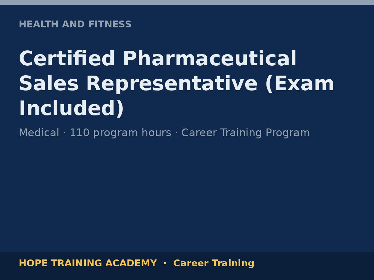 Certified Pharmaceutical Sales Representative (Exam Included)