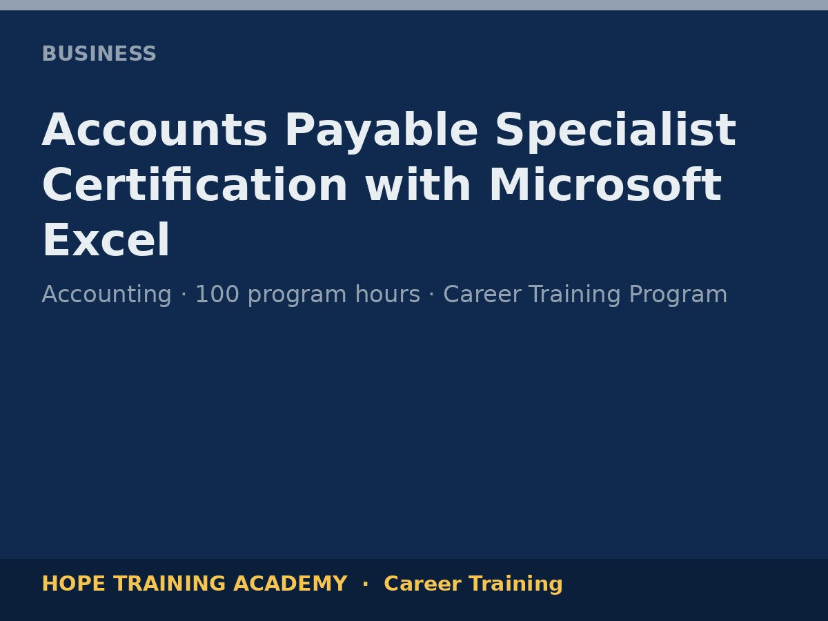 Accounts Payable Specialist Certification with Microsoft Excel