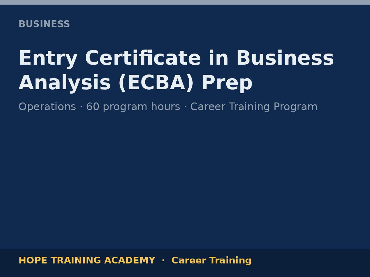 Entry Certificate in Business Analysis (ECBA) Prep