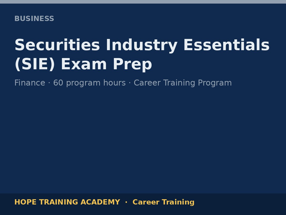 Securities Industry Essentials (SIE) Exam Prep