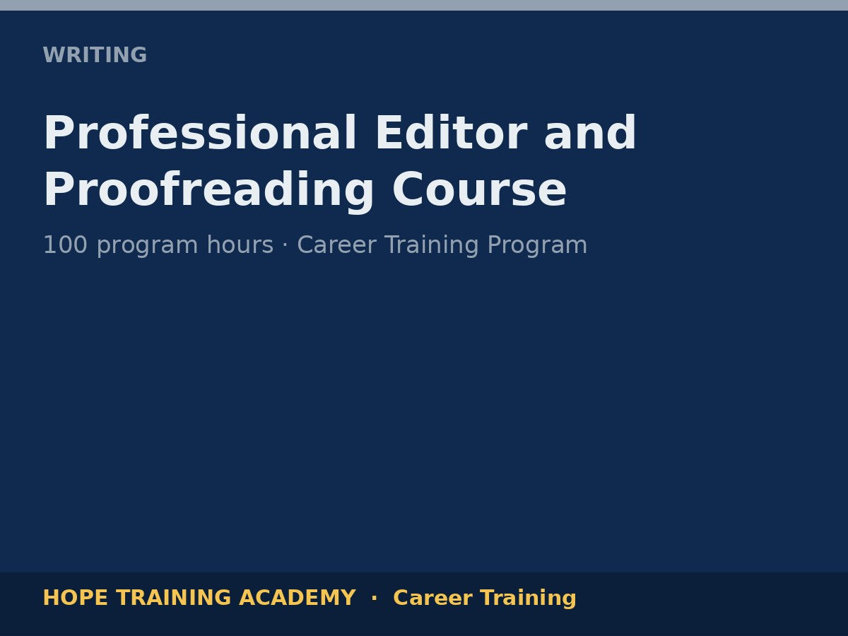Professional Editor and Proofreading Course