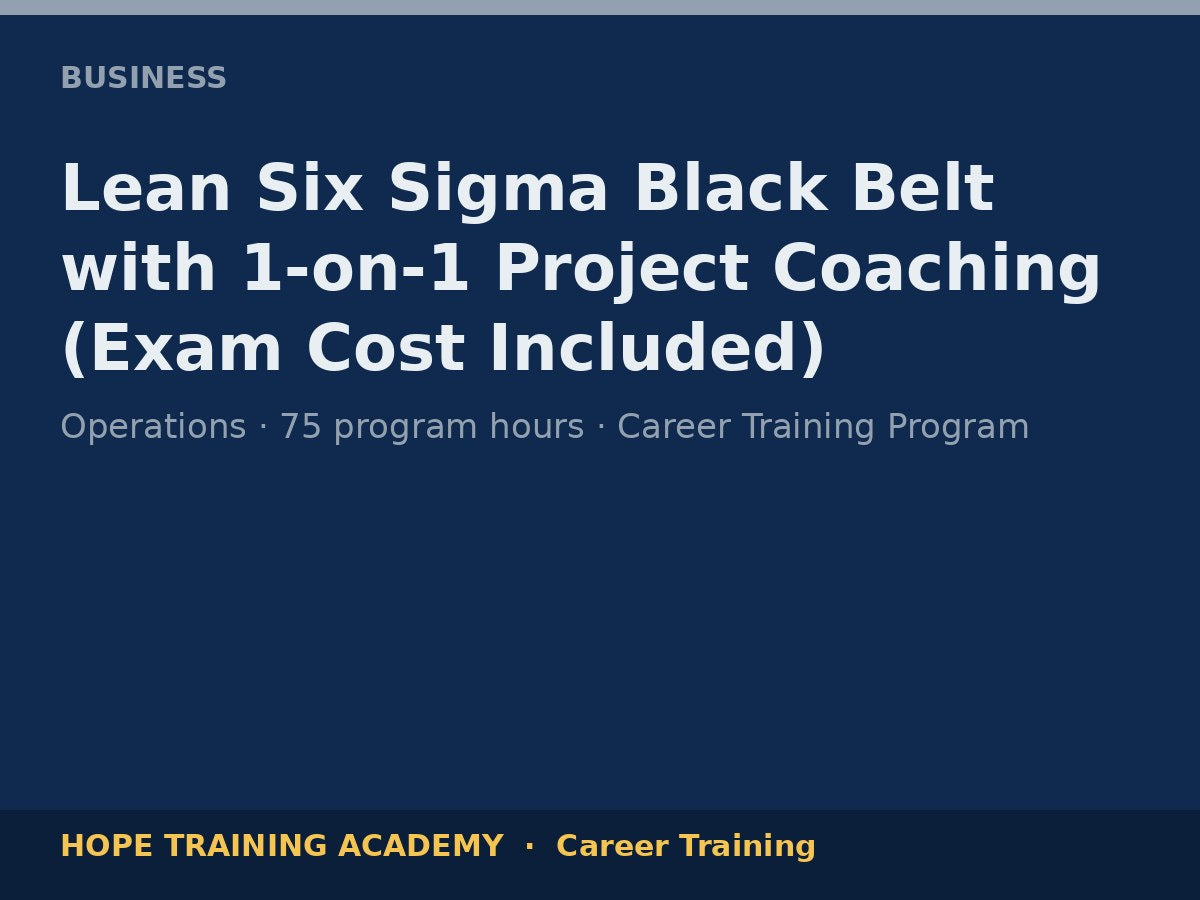 Lean Six Sigma Black Belt with 1-on-1 Project Coaching (Exam Cost Included)
