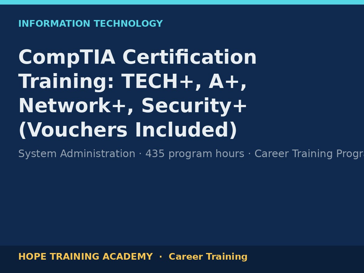 CompTIA Certification Training: TECH+, A+, Network+, Security+ (Vouchers Included)