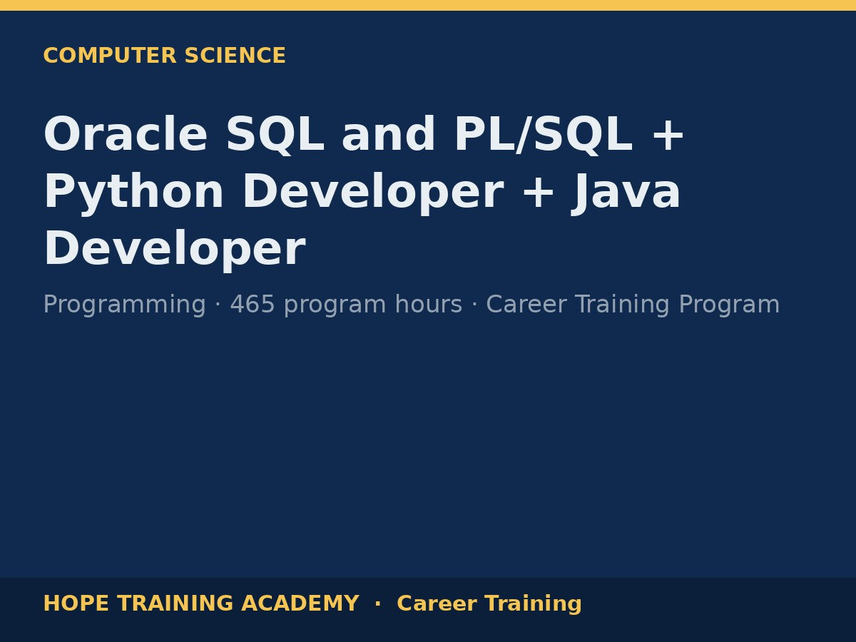 Oracle SQL and PL/SQL + Python Developer + Java Developer