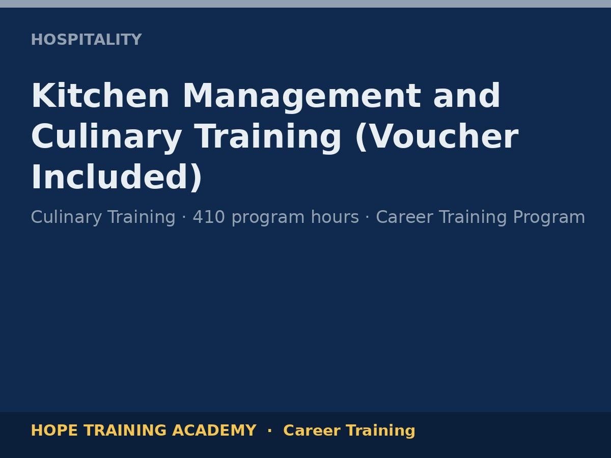 Kitchen Management and Culinary Training (Voucher Included)
