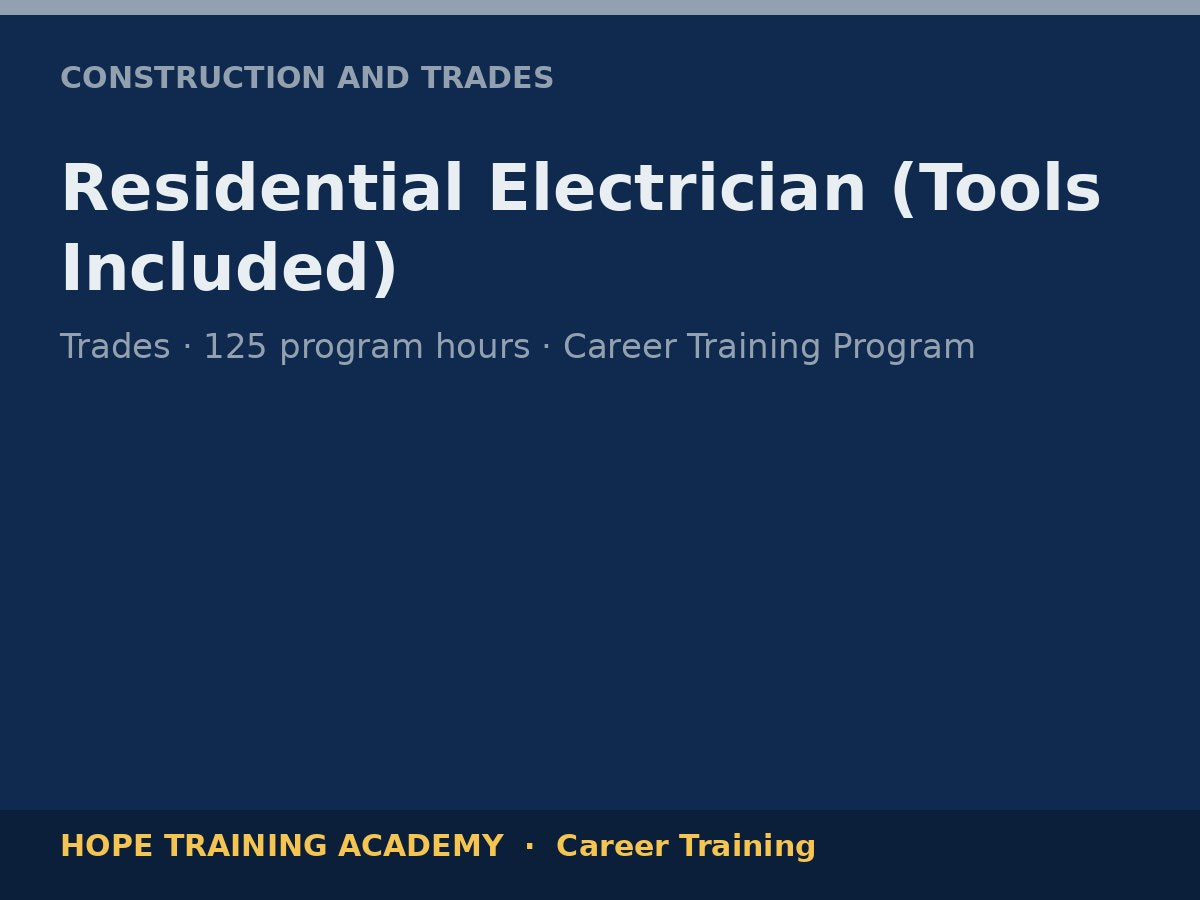 Residential Electrician (Tools Included)