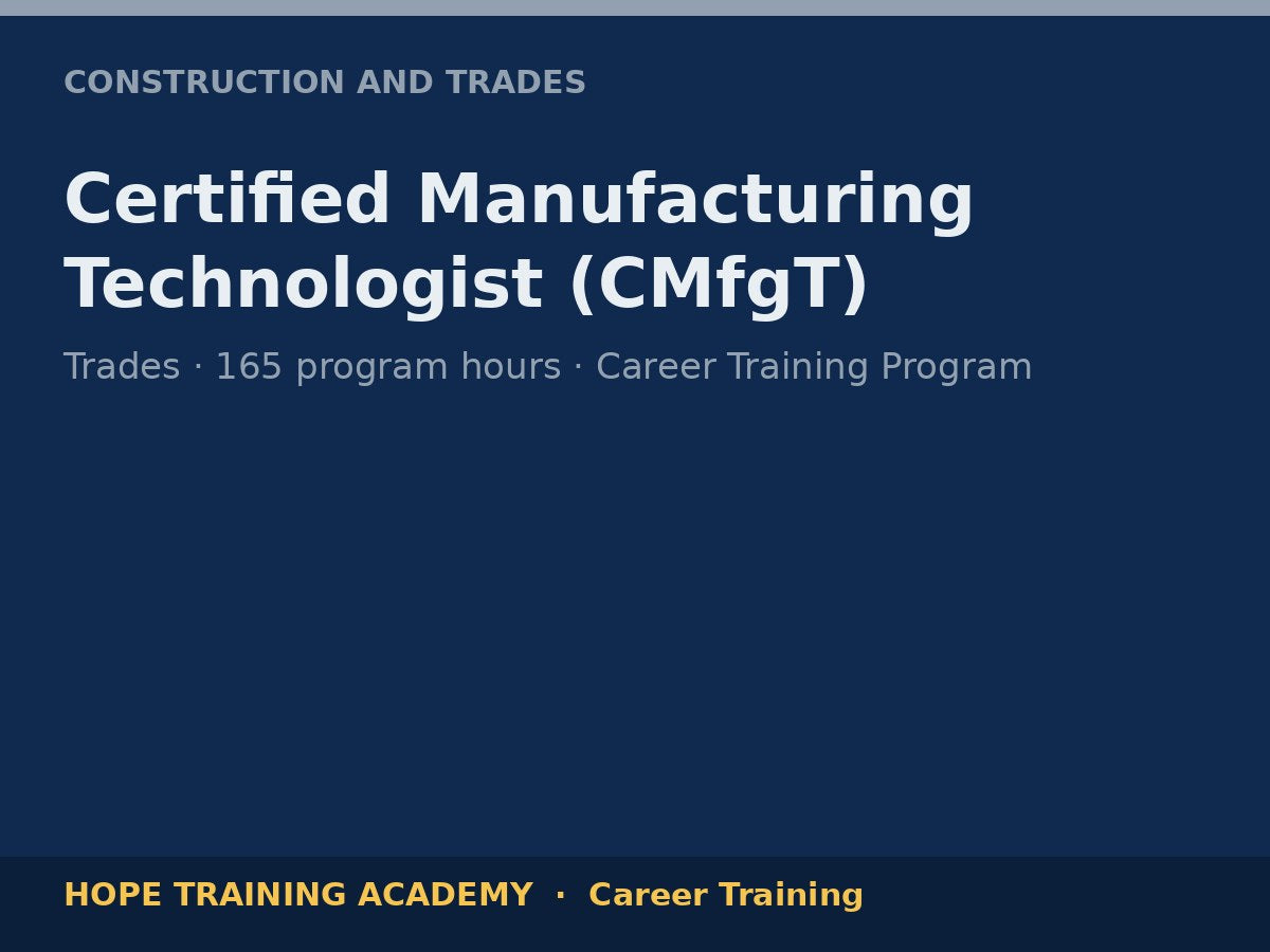 Certified Manufacturing Technologist (CMfgT)