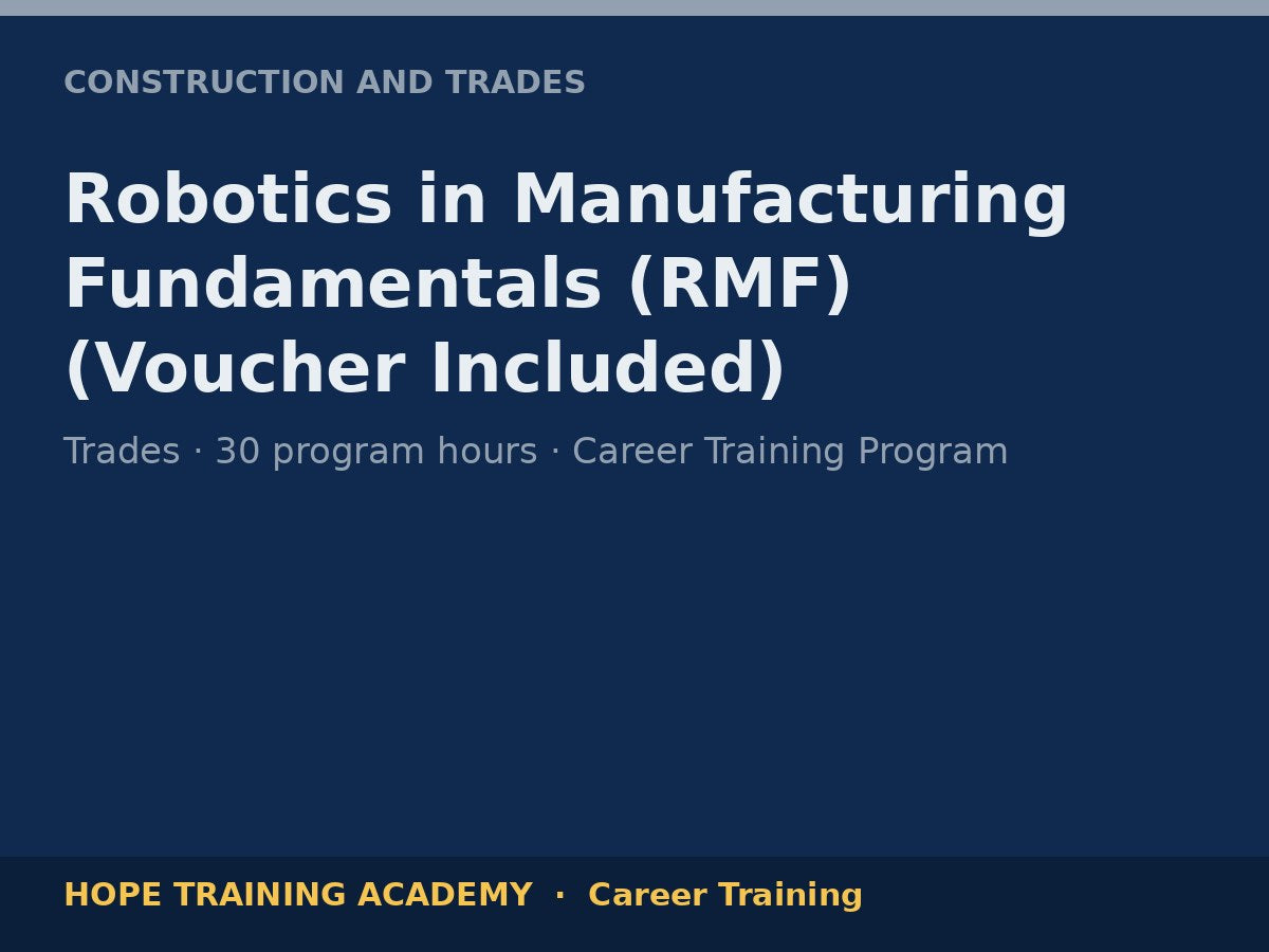 Robotics in Manufacturing Fundamentals (RMF) (Voucher Included)