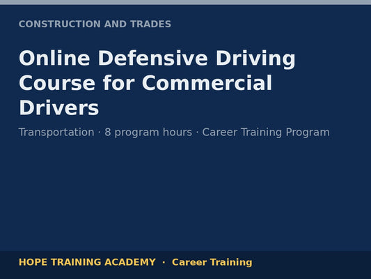 Online Defensive Driving Course for Commercial Drivers