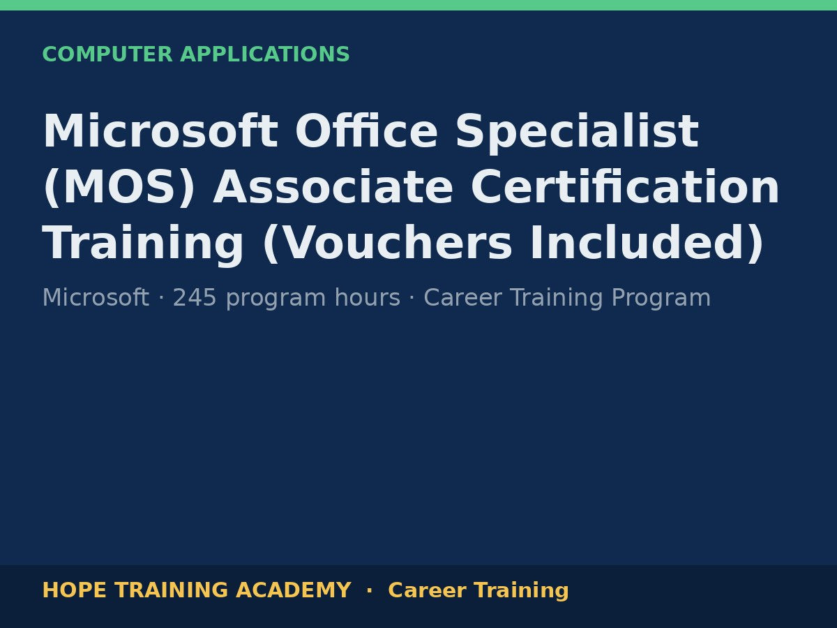 Microsoft Office Specialist (MOS) Associate Certification Training (Vouchers Included)