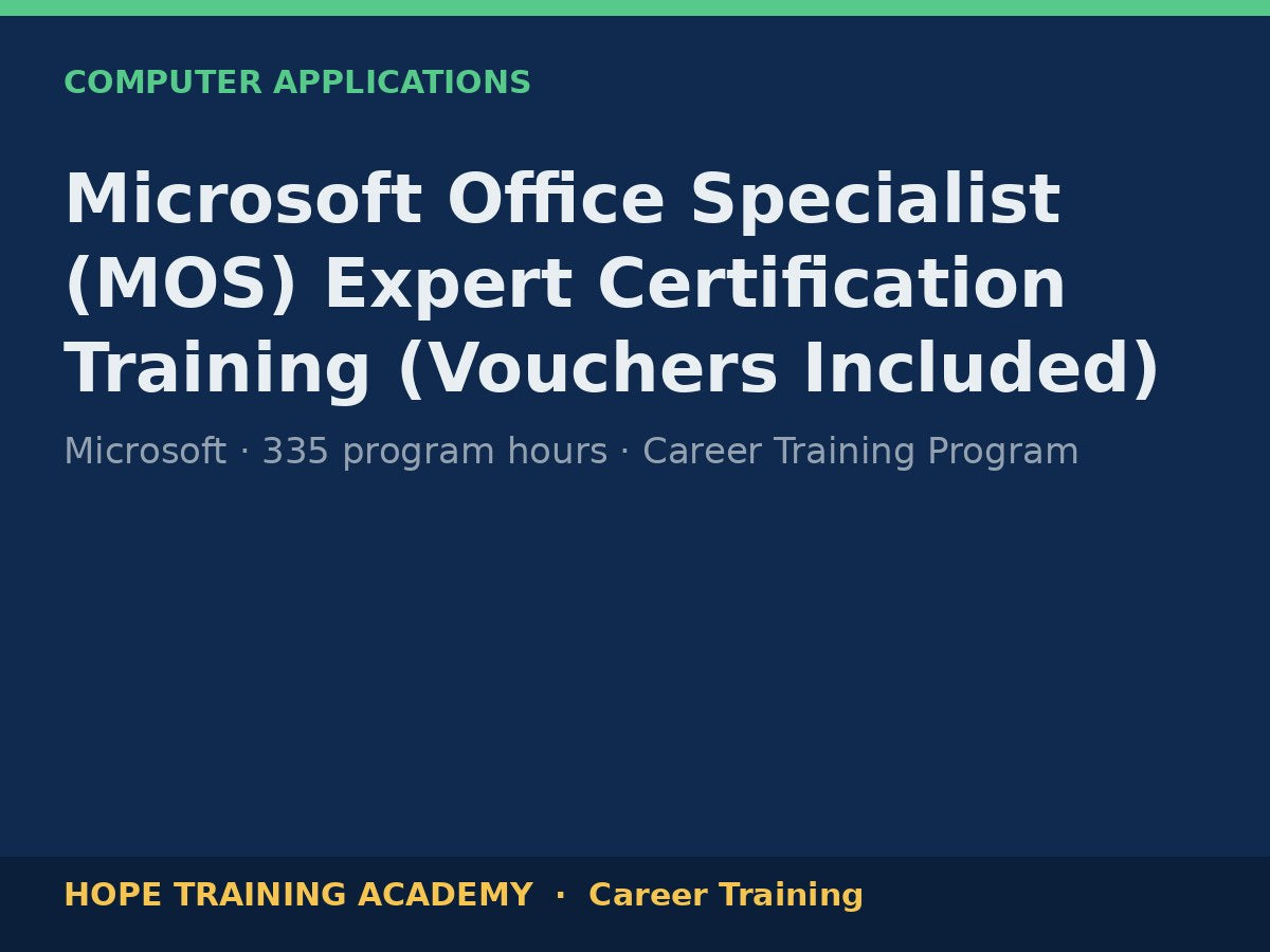 Microsoft Office Specialist (MOS) Expert Certification Training (Vouchers Included)