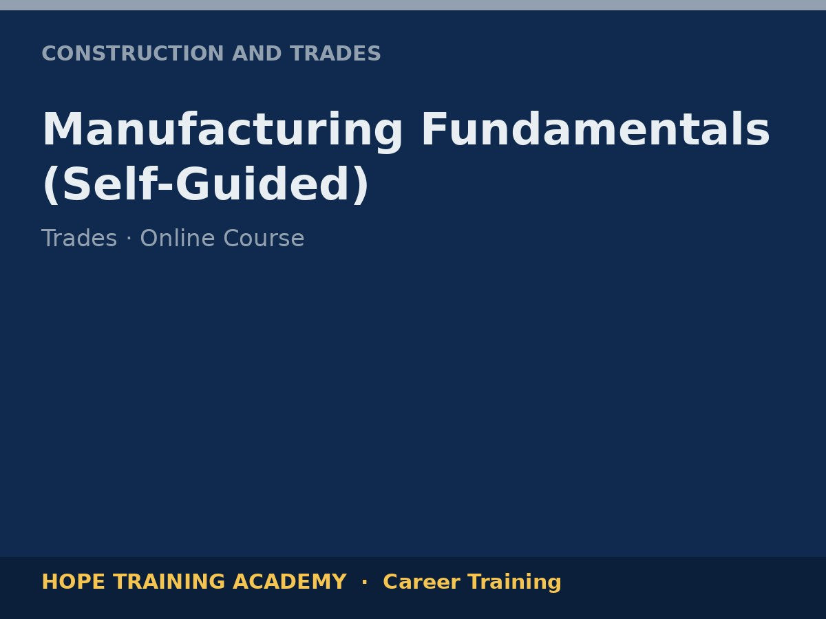 Manufacturing Fundamentals (Self-Guided)