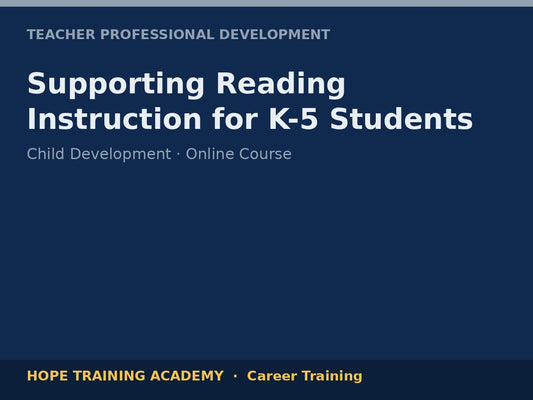 Supporting Reading Instruction for K-5 Students