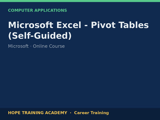 Microsoft Excel - Pivot Tables (Self-Guided)
