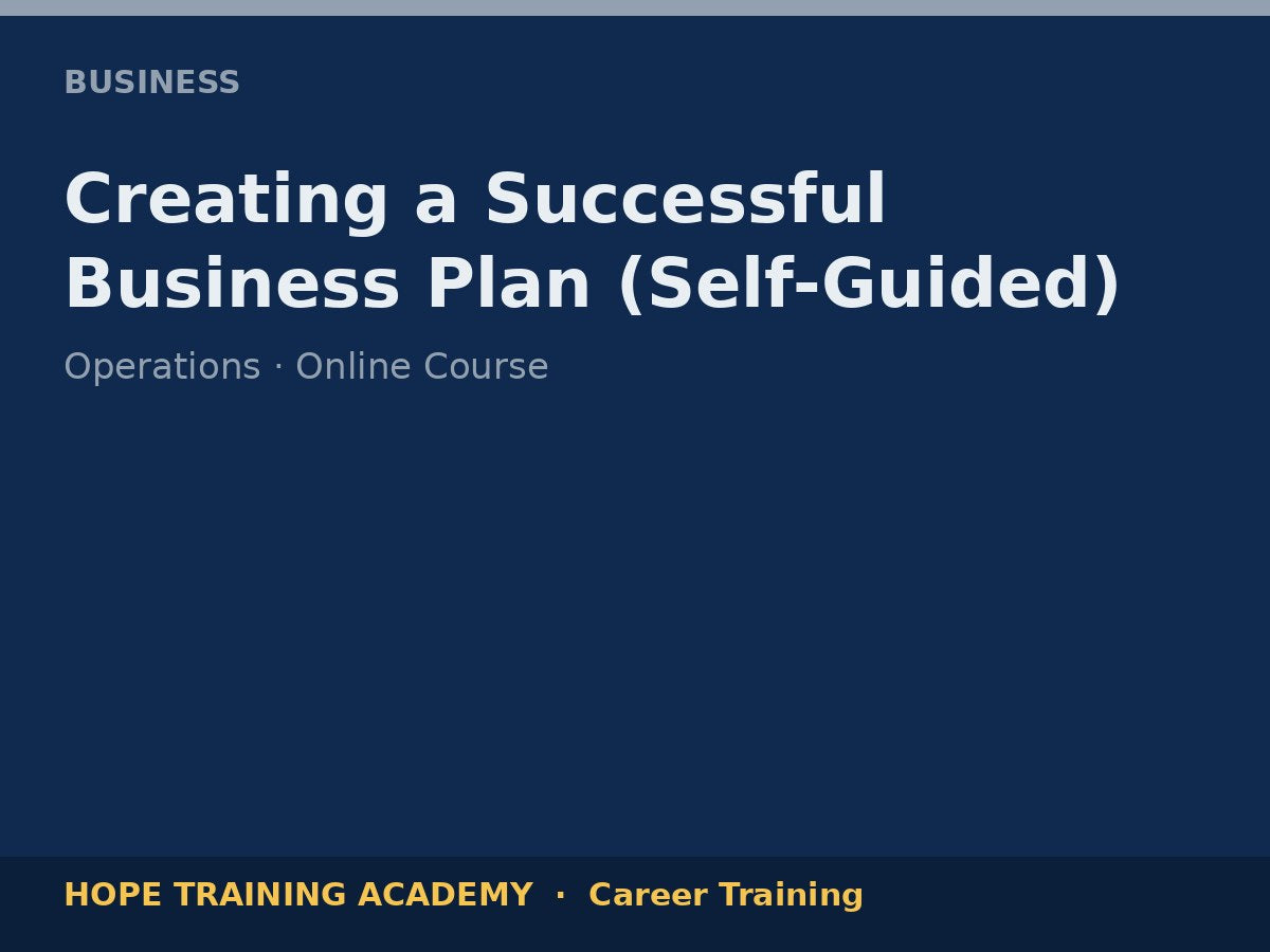 Creating a Successful Business Plan (Self-Guided)