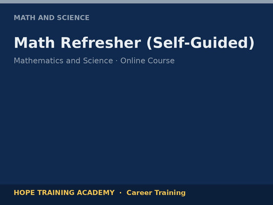 Math Refresher (Self-Guided)