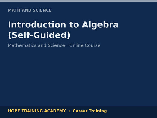 Introduction to Algebra (Self-Guided)