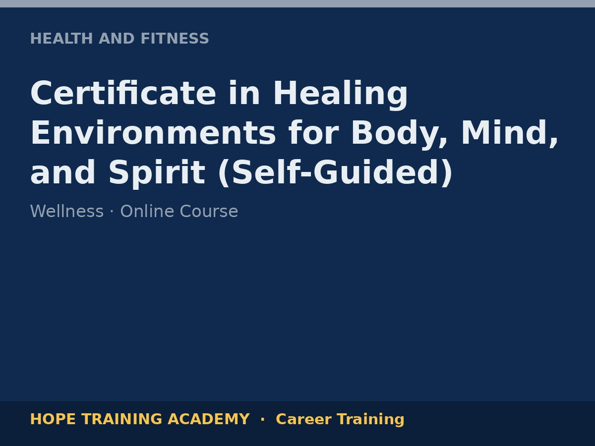 Certificate in Healing Environments for Body, Mind, and Spirit (Self-Guided)