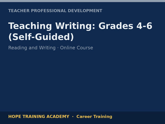 Teaching Writing: Grades 4-6 (Self-Guided)