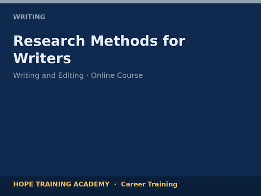 Research Methods for Writers