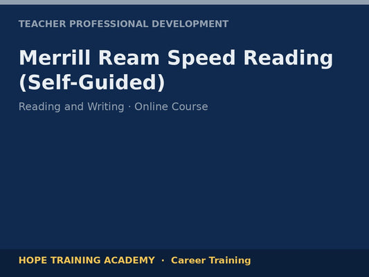 Merrill Ream Speed Reading (Self-Guided)