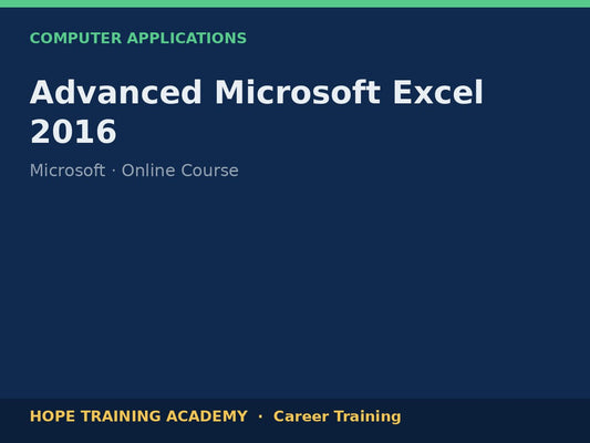 Advanced Microsoft Excel 2016