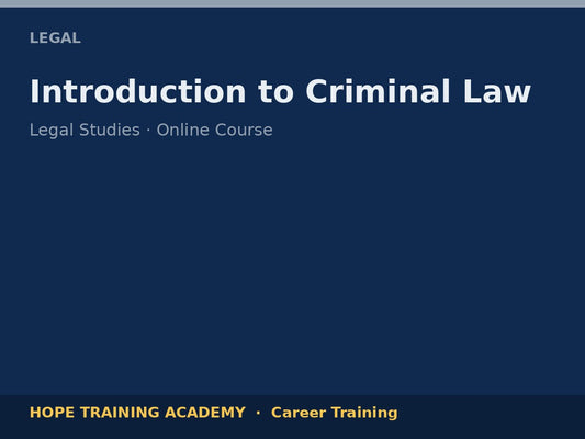 Introduction to Criminal Law