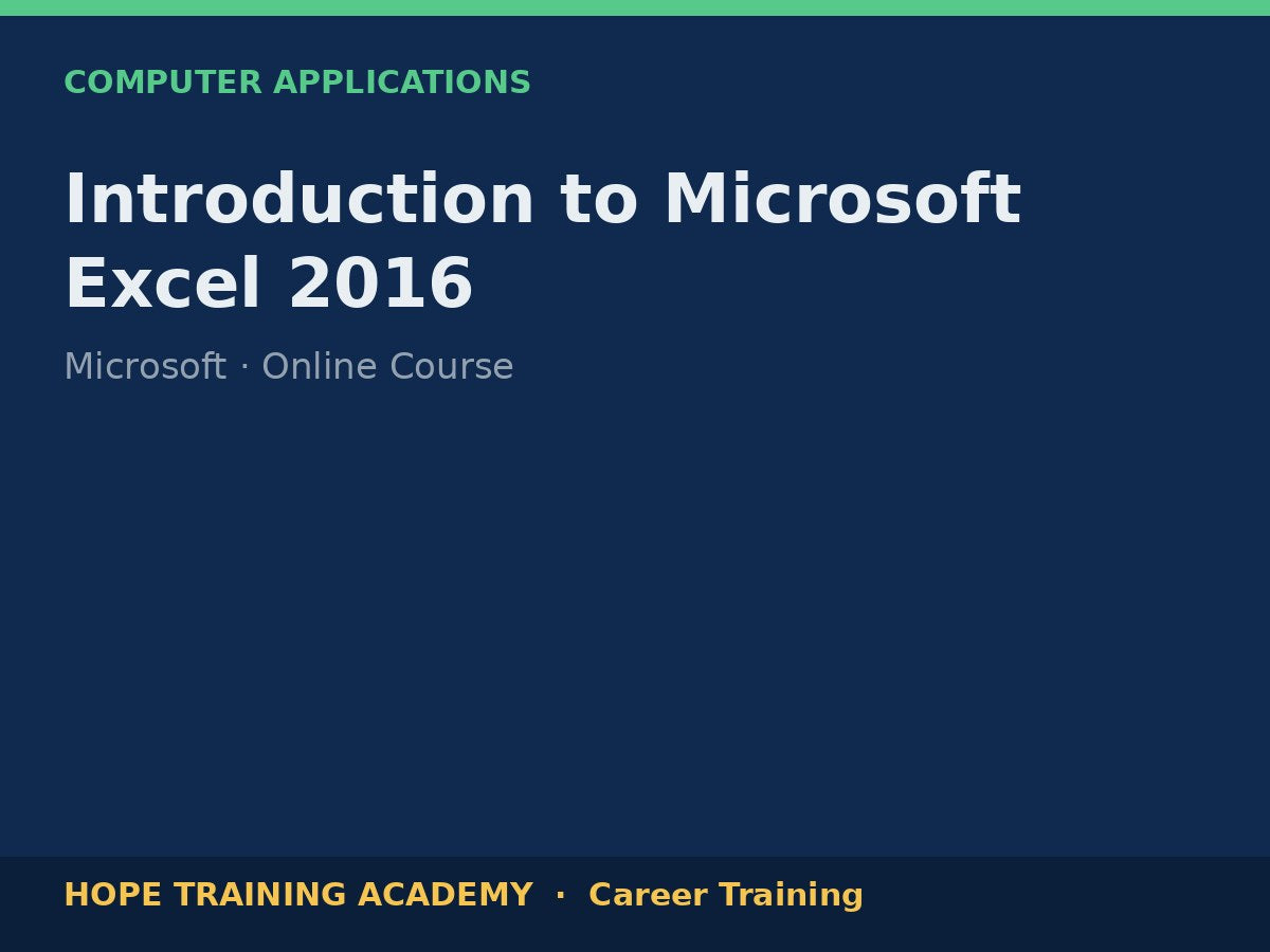 Introduction to Microsoft Excel 2016