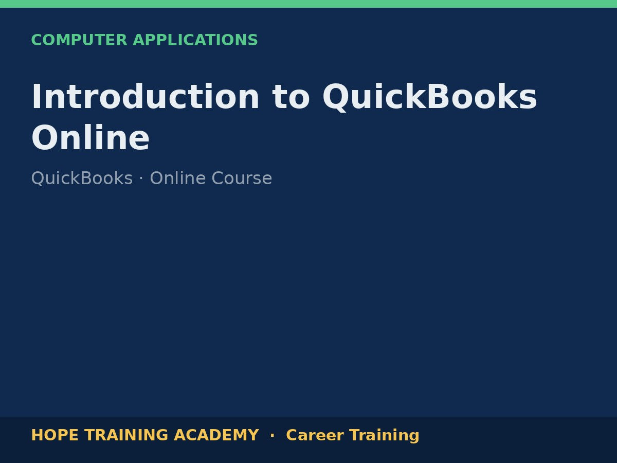 Introduction to QuickBooks Online