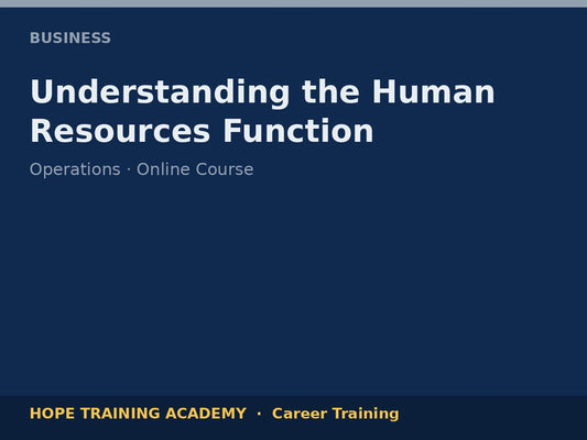 Understanding the Human Resources Function