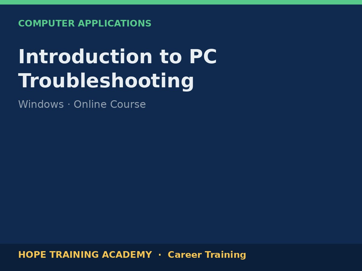 Introduction to PC Troubleshooting