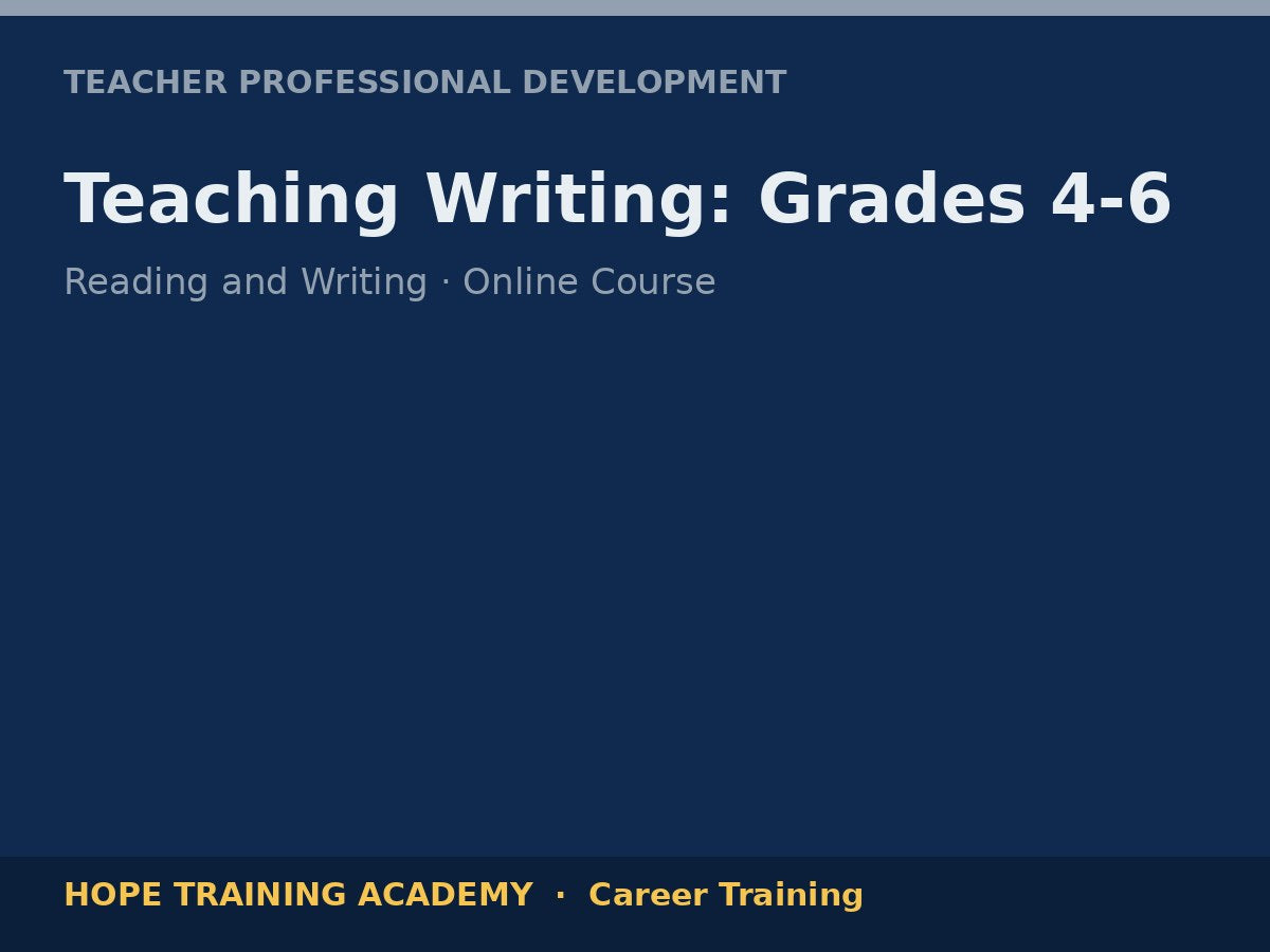 Teaching Writing: Grades 4-6
